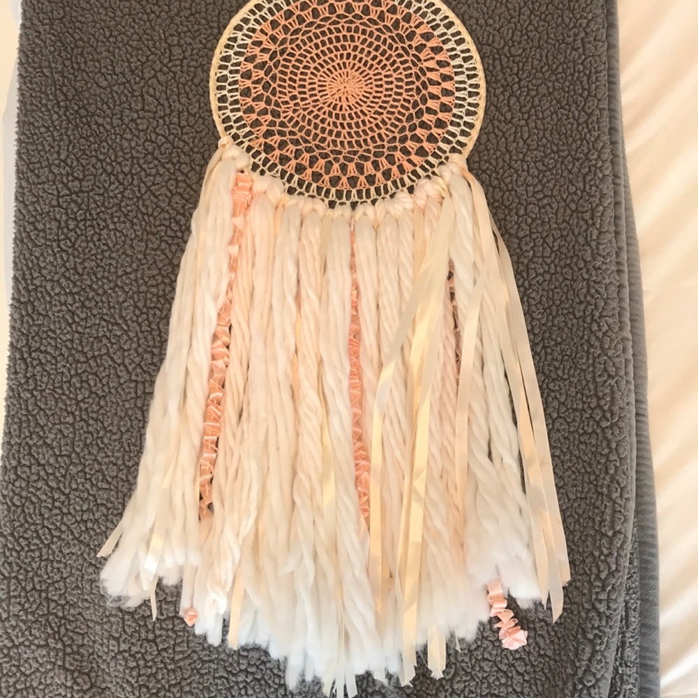 Pink and white dream catcher
